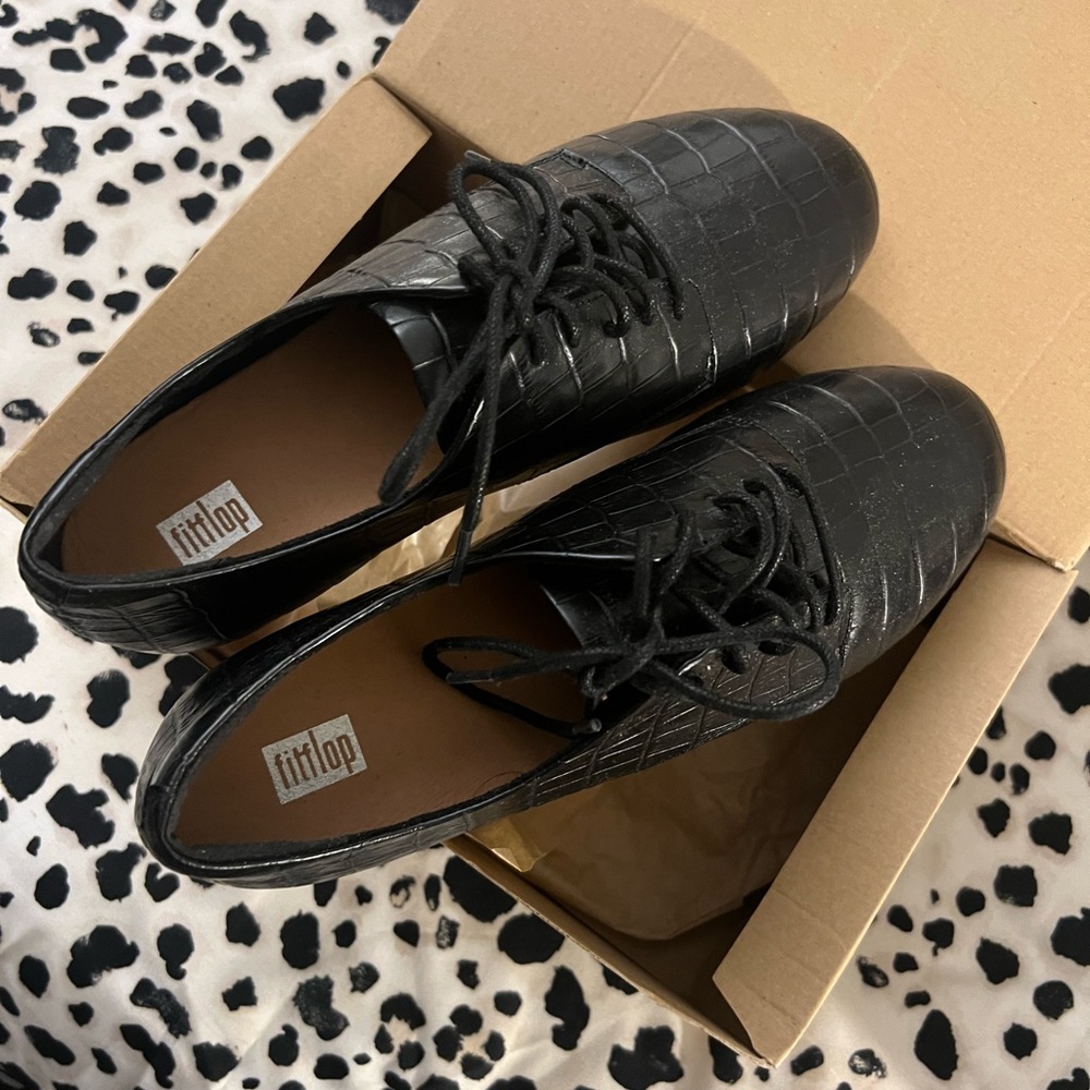 Fitflop Womens Adeola Croco Lace Up Derby Shoes